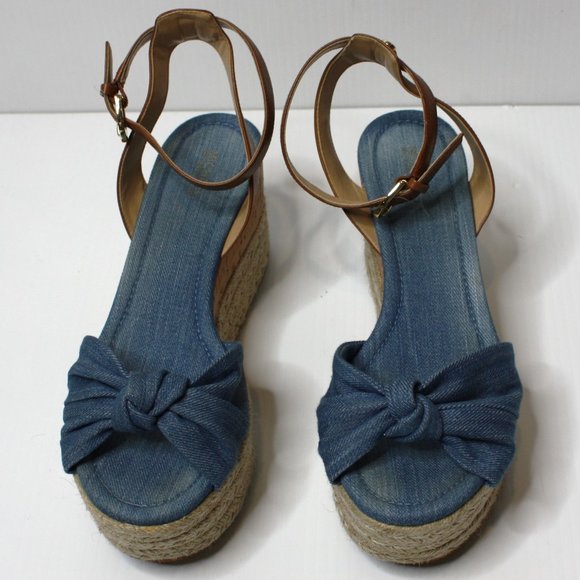 Michael by Michael Kors Maxwell Mid-Wedge Sandals Shoes in Light Denim size US 9 - Picture 3 of 7